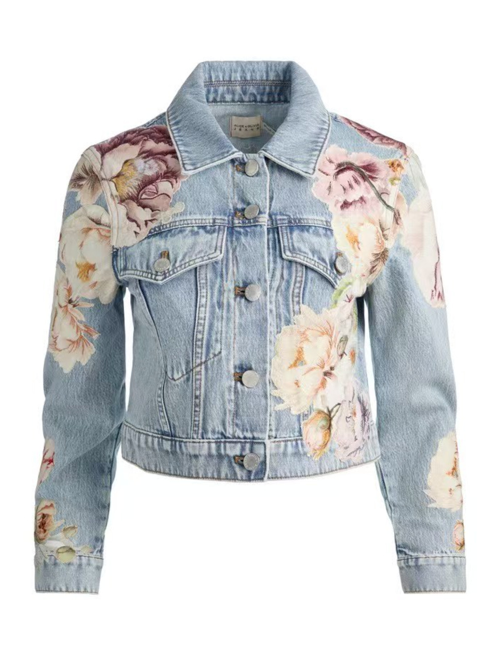 Alice + Olivia CHLOE EMBROIDERED DENIM JACKET